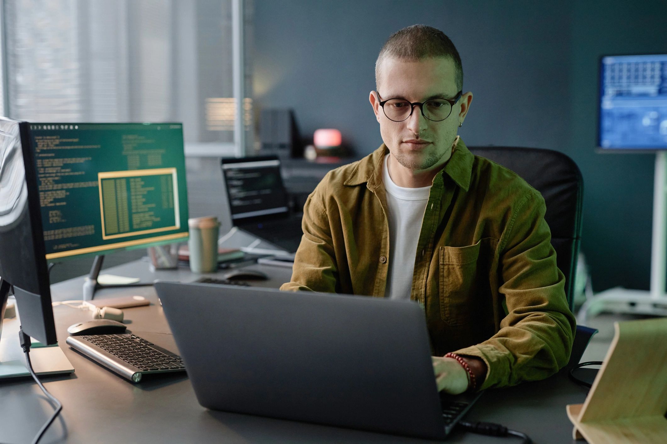 Professional working securely on an online application